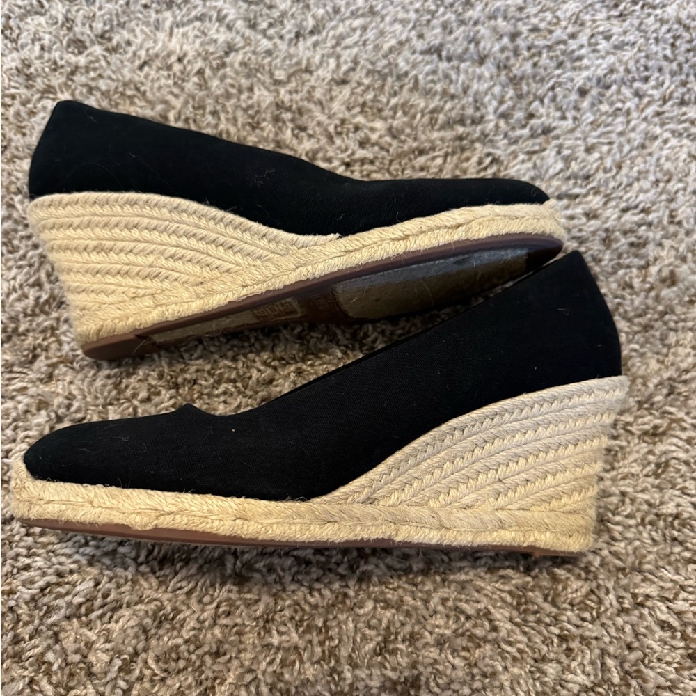 J. Crew Black and Cream Espadrille Wedges